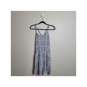 Garage Blue White Strappy Fit And Flare Mini Sun Dress Nwt